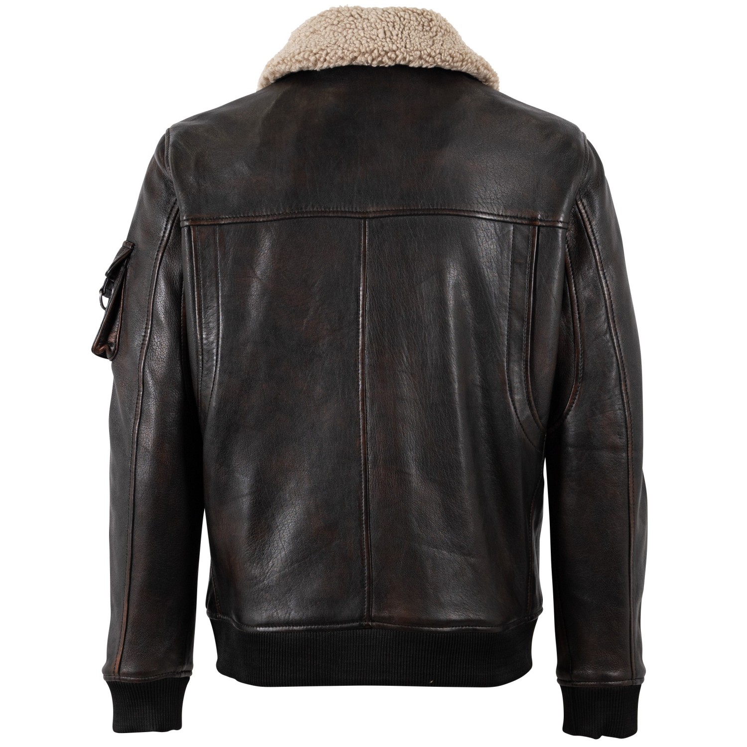 Geacă de piele maro vintage pentru bărbați Mauritius MMSkypatrol stil aviator cu guler Teddy