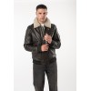 Geacă de piele maro vintage pentru bărbați Mauritius MMSkypatrol stil aviator cu guler Teddy