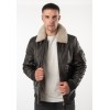 Geacă de piele maro vintage pentru bărbați Mauritius MMSkypatrol stil aviator cu guler Teddy