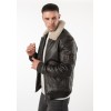 Geacă de piele maro vintage pentru bărbați Mauritius MMSkypatrol stil aviator cu guler Teddy