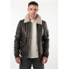 Geacă de piele maro vintage pentru bărbați Mauritius MMSkypatrol stil aviator cu guler Teddy