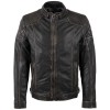 Mauritius MMZeplyn - Geacă de Piele Bărbați Negru Antic Regular Fit Stil Biker Geacă de piele bărbați Mauritius MMZeplyn Negru Antic cu finisaj vintage și detalii matlasate