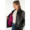 Mauritius MWAveline - Geacă Bomber Oversize din Piele Damă Neagră Geacă Bomber Oversize din Piele Damă Mauritius Neagră MWAveline cu Guler Clasic