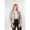 Geacă de Piele Damă Mauritius Gri MWBajah cu Guler Biker și Fermoare Decorative
