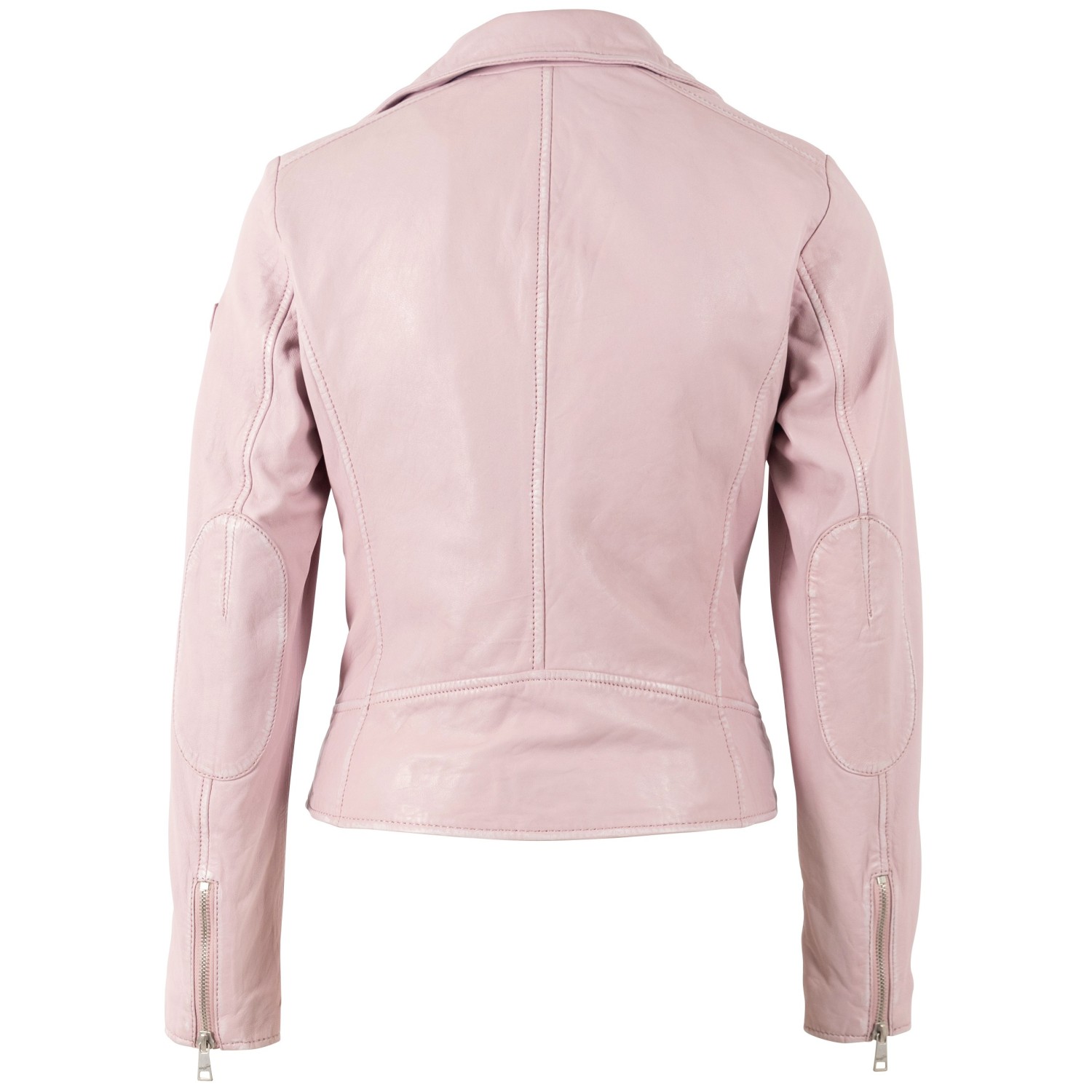 Mauritius MWBajah - Geacă de Piele Damă Roz Prafuit Regular Fit, Stil Biker Geacă de Piele Damă Mauritius Roz Prafuit MWBajah cu Guler Biker și Fermoare Decorative