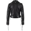 Mauritius MWBatuh - Geacă biker de piele damă neagră Geacă biker de piele damă Mauritius MWBatuh neagră cu curele laterale și fermoare argintii
