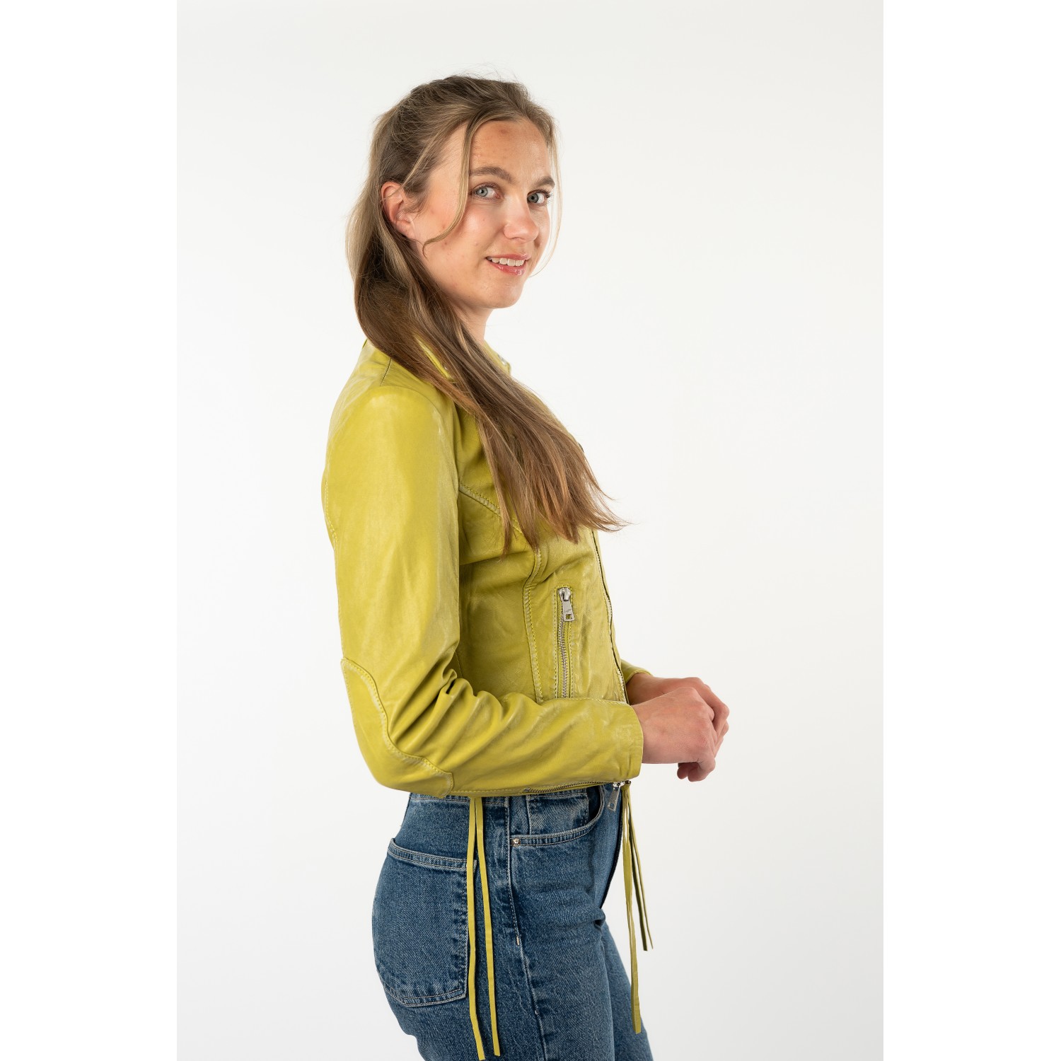 Mauritius MWBatuh - Geacă Biker de Piele Damă Verde Electric Geacă Biker de Piele Damă Mauritius Verde Electric MWBatuh