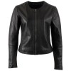 Bolero de Piele Damă Mauritius Negru MWBouelle Bolero de piele damă Mauritius MWBouelle negru, Regular Fit, cu decolteu rotund, fermoar frontal și mâneci lungi