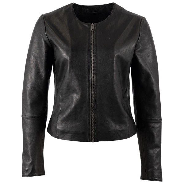 Bolero de piele damă Mauritius MWBouelle negru, Regular Fit, cu decolteu rotund, fermoar frontal și mâneci lungi — fotografia 1