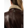 Mauritius MWElira - Geacă de Piele Damă Mahon cu guler teddy Geacă de Piele Damă Mauritius MWElira Mahon cu guler din blană sintetică teddy