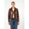 Geacă de Piele Mauritius MWFarah - Coniac Biker Style geaca piele dama mauritius coniac mwfarah regular fit stil biker asimetric
