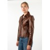 Geacă de Piele Mauritius MWFarah - Coniac Biker Style geaca piele dama mauritius coniac mwfarah regular fit stil biker asimetric