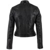 Geacă de Piele Damă Mauritius MWIsadora Neagră Slim Fit cu stea aplicată pe spate