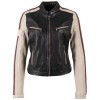 Mauritius MWIsadora - Geacă de Piele Damă Negru Bej Slim Fit Geacă de Piele Damă Mauritius MWIsadora Negru Bej Slim Fit cu stea aplicată pe spate