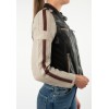 Mauritius MWIsadora - Geacă de Piele Damă Negru Bej Slim Fit Geacă de Piele Damă Mauritius MWIsadora Negru Bej Slim Fit cu stea aplicată pe spate