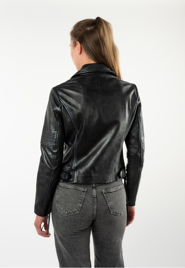 Geacă de Piele Damă Mauritius Neagră MWJuna Slim Fit — fotografia 6