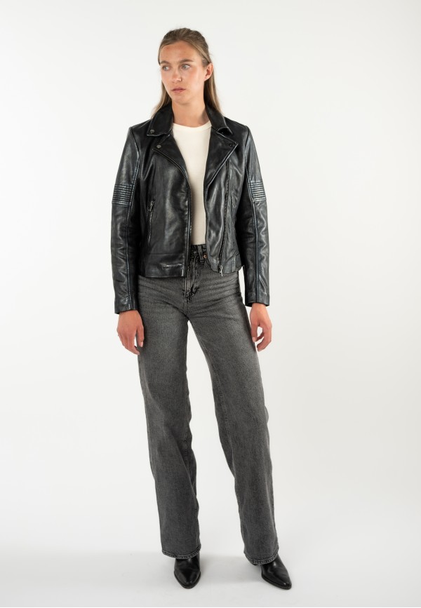 Geacă de Piele Damă Mauritius Neagră MWJuna Slim Fit — fotografia 8
