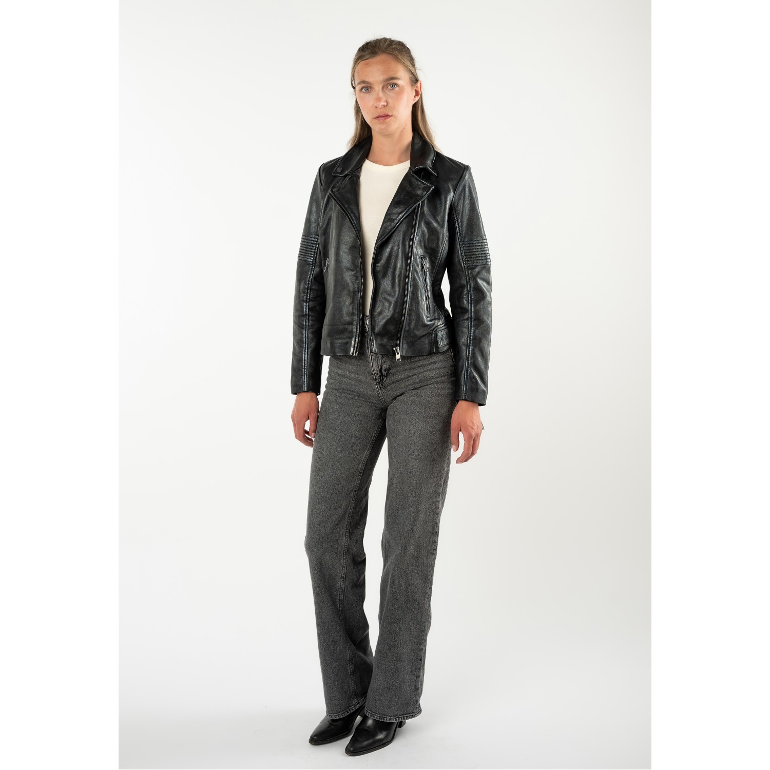 Mauritius MWJuna - Geacă de Piele Damă Neagră Geacă de Piele Damă Mauritius Neagră MWJuna Slim Fit