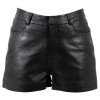 Pantaloni scurți din piele damă negri Mauritius MWLuneth din piele naturală de miel