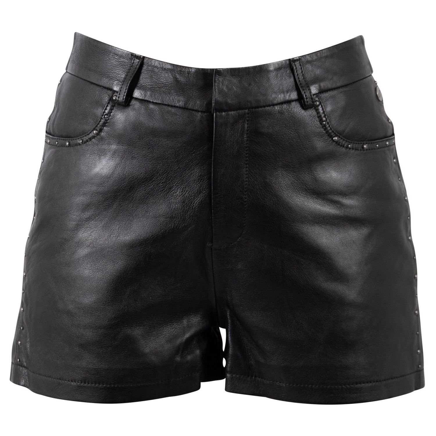 Pantaloni scurți din piele damă negri Mauritius MWLuneth din piele naturală de miel