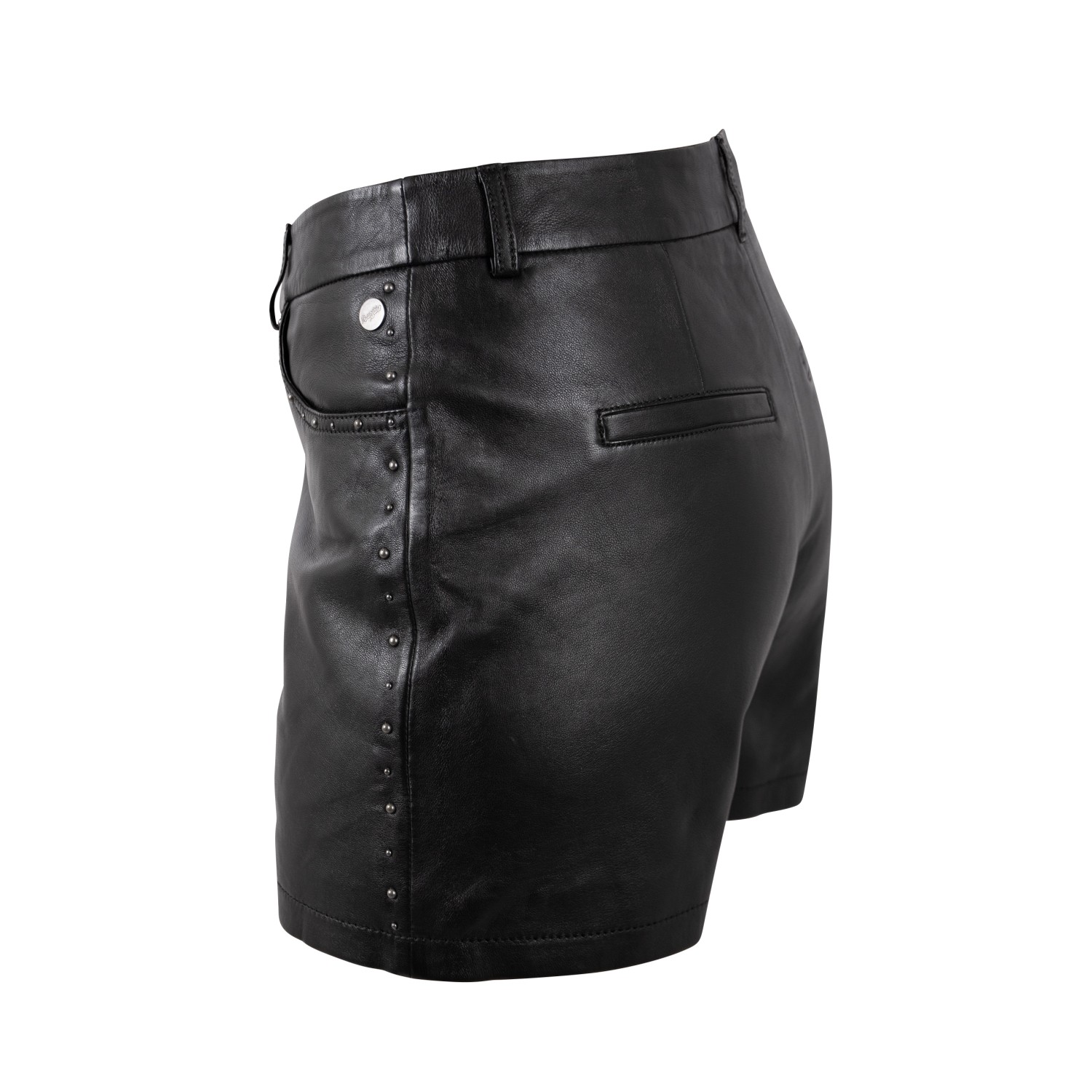 Pantaloni scurți din piele damă negri Mauritius MWLuneth din piele naturală de miel