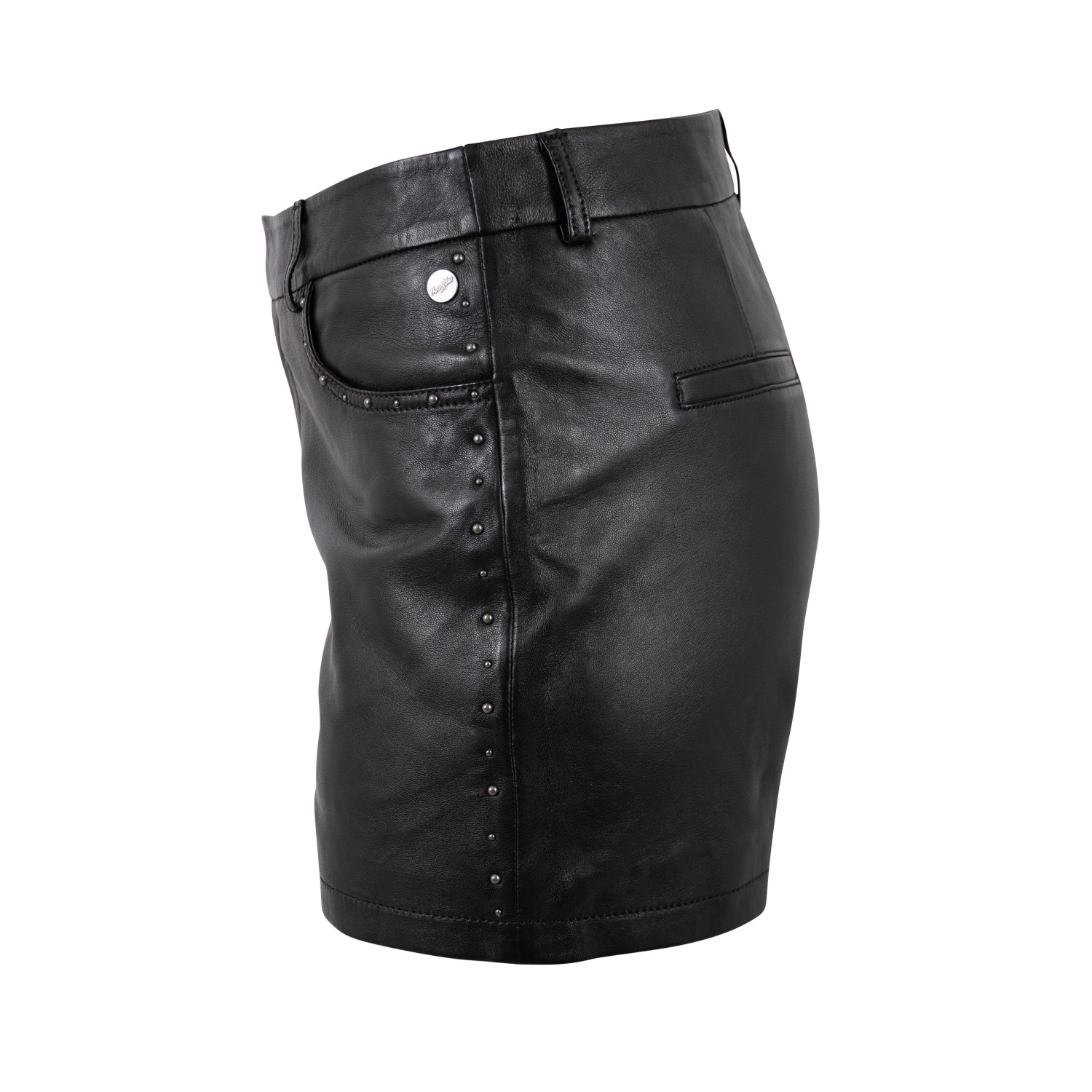 Pantaloni scurți din piele damă negri Mauritius MWLuneth din piele naturală de miel