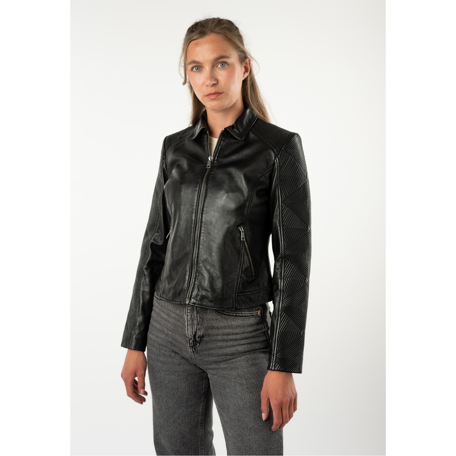 Mauritius MWNova - Geacă de Piele Damă Neagră Slim Fit Geacă de Piele Damă Mauritius Neagră MWNova Slim Fit