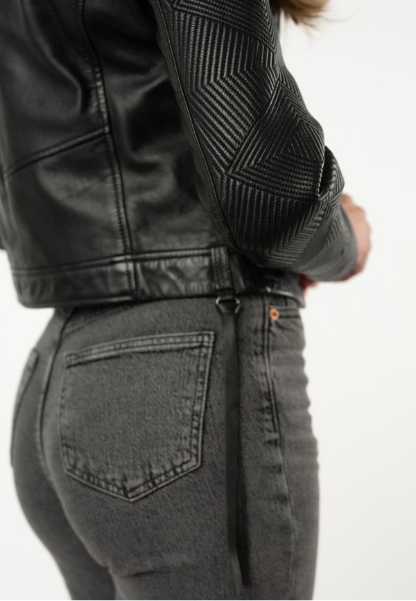 Geacă de Piele Damă Mauritius Neagră MWNova Slim Fit — fotografia 7