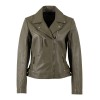 Geacă de Piele Damă Mauritius Olive MWPasja Geacă de piele damă Mauritius MWPasja olive, Regular Fit, cu rever, fermoar asimetric și catarame laterale