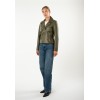 Geacă de Piele Damă Mauritius Olive MWPasja Geacă de piele damă Mauritius MWPasja olive, Regular Fit, cu rever, fermoar asimetric și catarame laterale