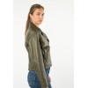 Geacă de Piele Damă Mauritius Olive MWPasja Geacă de piele damă Mauritius MWPasja olive, Regular Fit, cu rever, fermoar asimetric și catarame laterale