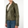 Geacă de Piele Damă Mauritius Olive MWPasja Geacă de piele damă Mauritius MWPasja olive, Regular Fit, cu rever, fermoar asimetric și catarame laterale