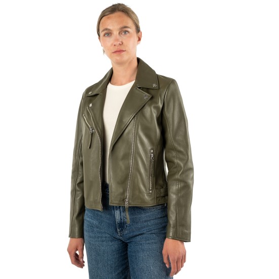 Geacă de Piele Damă Mauritius Olive MWPasja