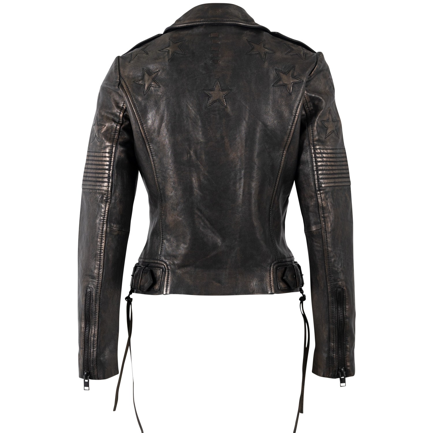 Geacă de Piele Damă Mauritius Negru Antic MWWona Biker Slim Fit