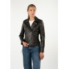 Geacă de Piele Damă Mauritius Negru Antic MWWona Biker Slim Fit