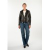 Geacă de Piele Damă Mauritius Negru Antic MWWona Biker Slim Fit