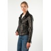 Geacă de Piele Damă Mauritius Negru Antic MWWona Biker Slim Fit