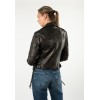 Geacă de Piele Damă Mauritius Negru Antic MWWona Biker Slim Fit