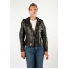 Geacă de Piele Damă Mauritius Negru Antic MWWona Biker Slim Fit