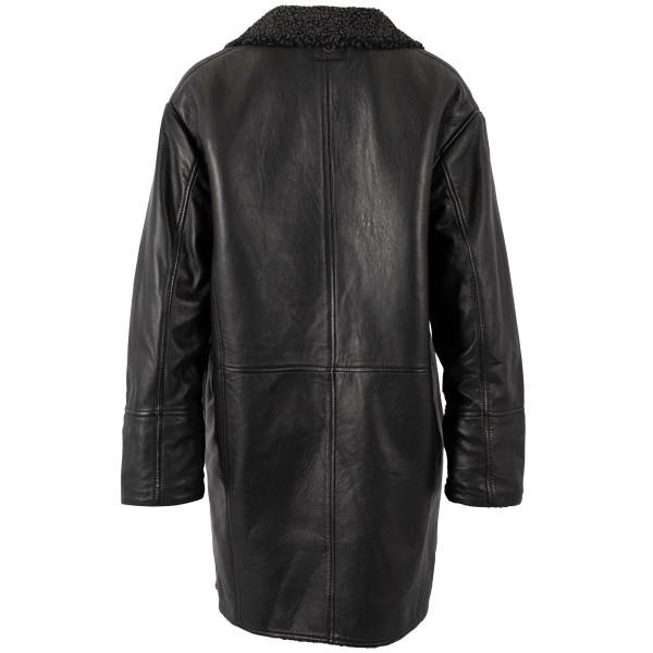 Palton de Piele Damă Mauritius Negru MWYuki Oversize