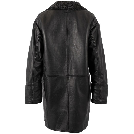 Palton de Piele Damă Mauritius Negru MWYuki Oversize Palton de Piele Damă Mauritius Negru MWYuki Oversize