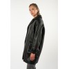 Mauritius MWYuki - Palton de Piele Damă Negru Oversize Palton de Piele Damă Mauritius Negru MWYuki Oversize cu Căptușeală Teddy