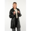 Mauritius MWYuki - Palton de Piele Damă Negru Oversize Palton de Piele Damă Mauritius Negru MWYuki Oversize cu Căptușeală Teddy