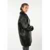 Mauritius MWYuki - Palton de Piele Damă Negru Oversize Palton de Piele Damă Mauritius Negru MWYuki Oversize cu Căptușeală Teddy