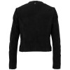 Bolero de piele întoarsă damă Mauritius MWZainu negru, Regular Fit, cu fermoar și detalii împletite la decolteu și buzunare