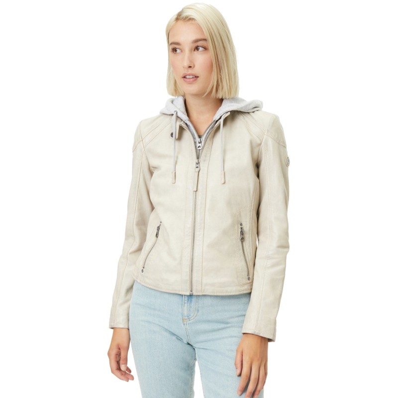 Geaca de Piele Dama Gipsy Alba April – Geci de Piele