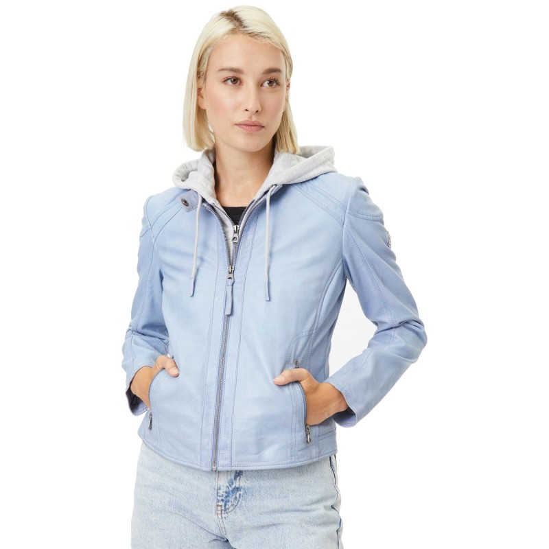 Geaca de Piele Dama Gipsy Albastru Deschis April – Geci de Piele