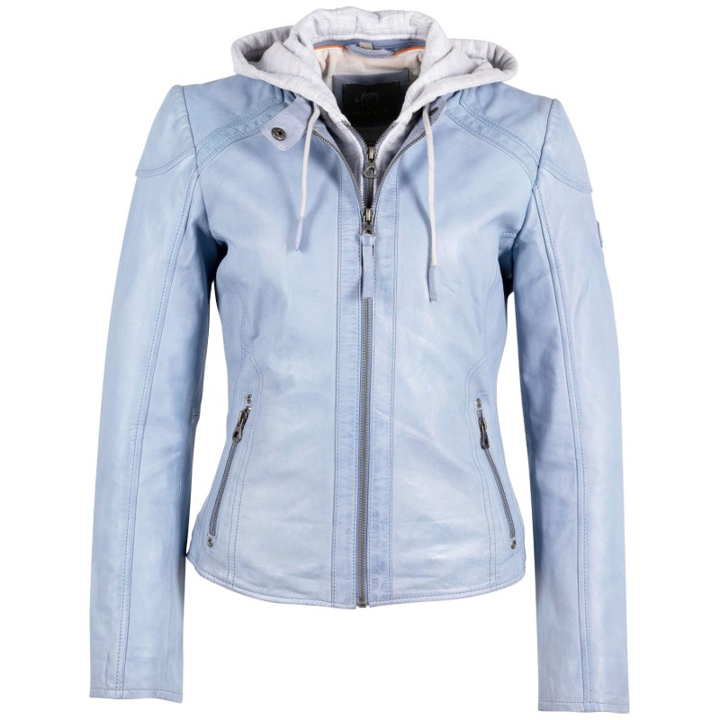 Geaca de Piele Dama Gipsy Albastru Deschis April – Geci de Piele