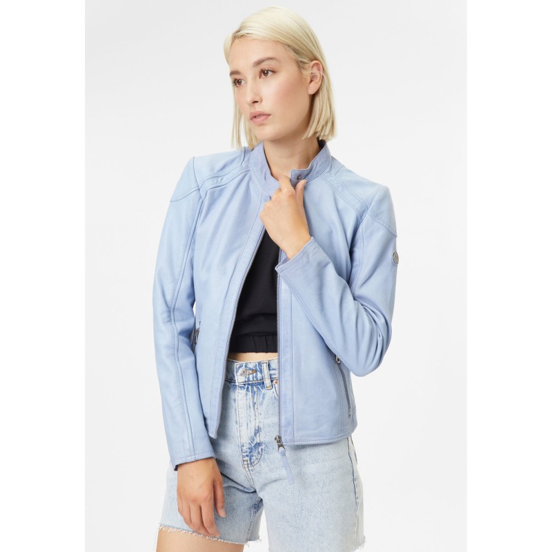 Geaca de Piele Dama Gipsy Albastru Deschis April – Geci de Piele