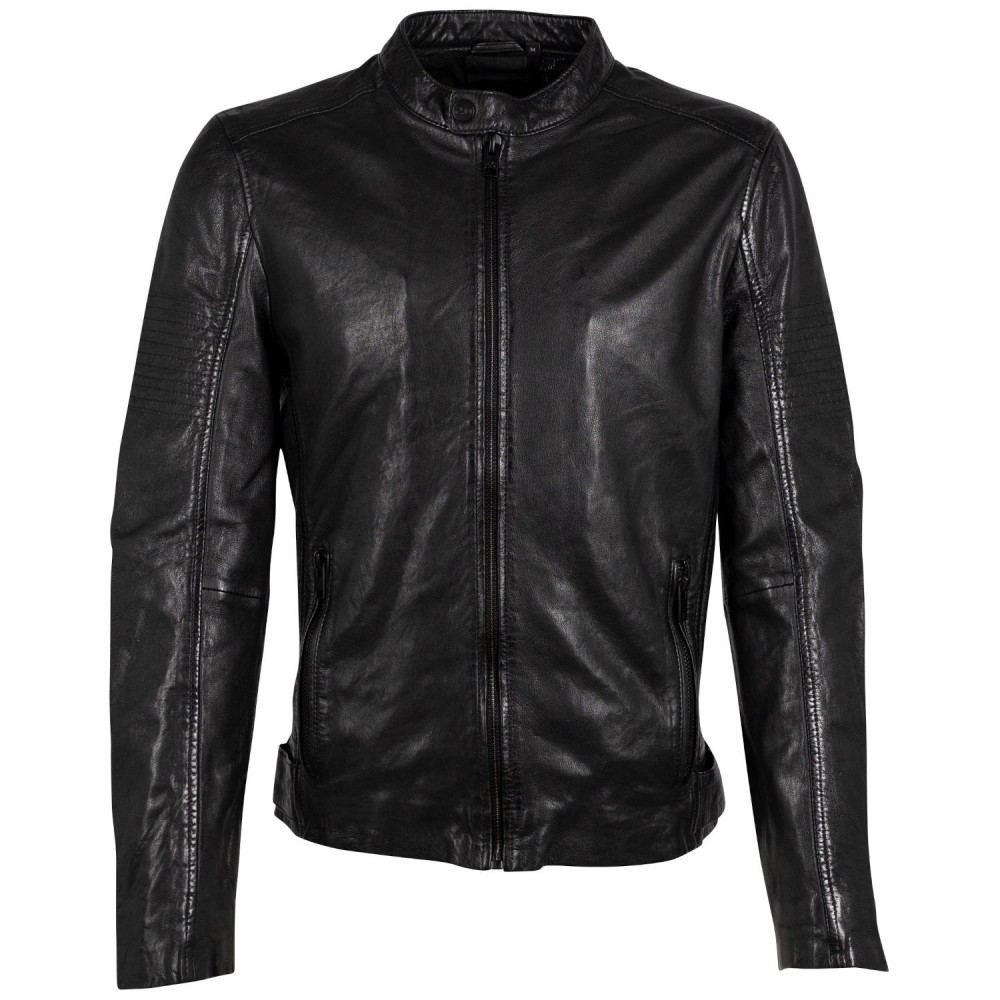 Geaca de Piele Barbati Gipsy Neagra Asher - readytowear.ro